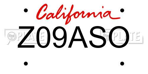 Z09ASO California License Plate