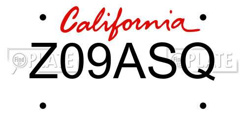 Z09ASQ California License Plate