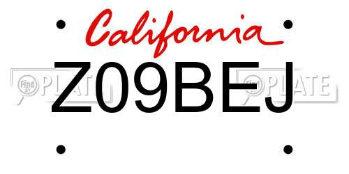 Z09BEJ California License Plate