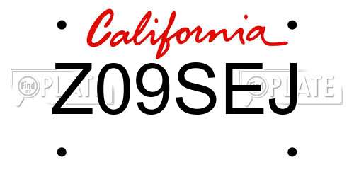 Z09SEJ California License Plate