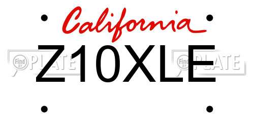 Z10XLE California License Plate