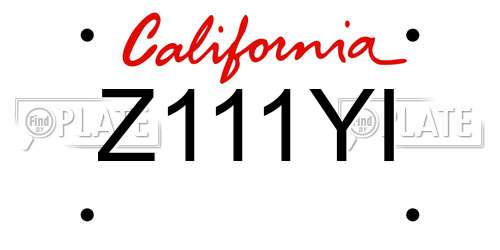 Z111YI California License Plate