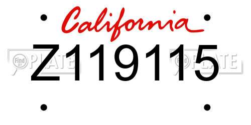 Z119115 California License Plate