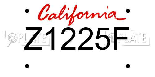 Z1225F California License Plate
