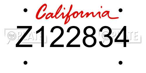Z122834 California License Plate