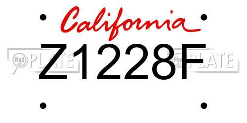 Z1228F California License Plate
