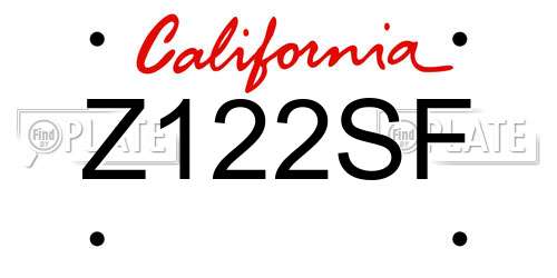 Z122SF California License Plate
