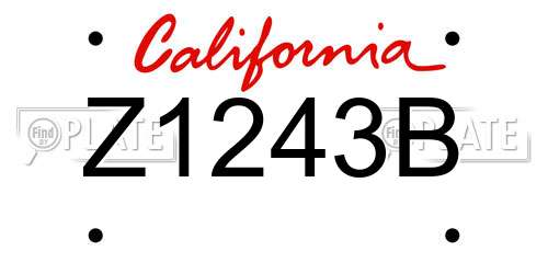 Z1243B California License Plate