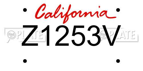 Z1253V California License Plate