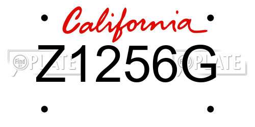 Z1256G California License Plate