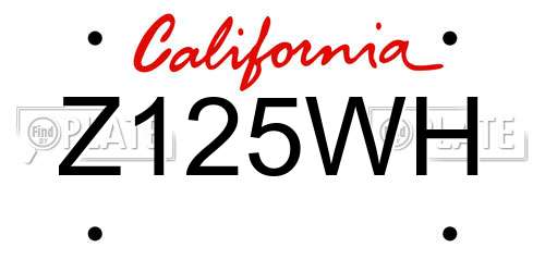 Z125WH California License Plate