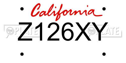Z126XY California License Plate
