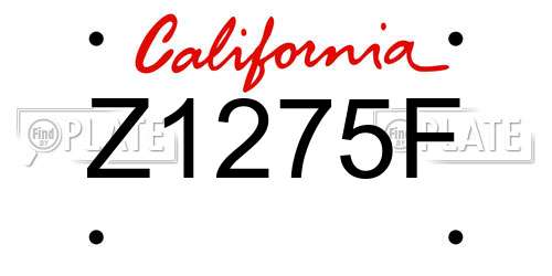 Z1275F California License Plate