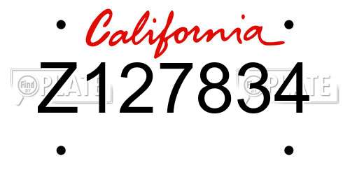Z127834 California License Plate