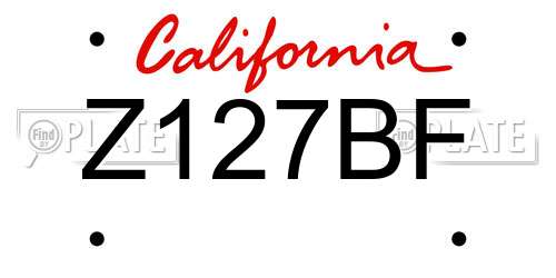 Z127BF California License Plate