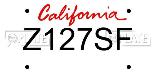 Z127SF California License Plate