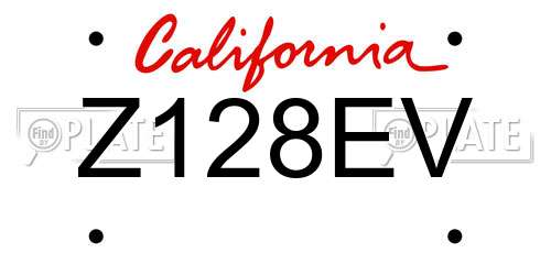 Z128EV California License Plate