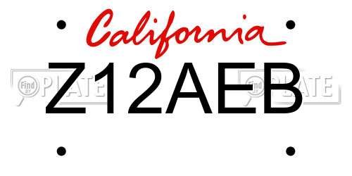 Z12AEB California License Plate