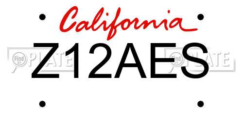 Z12AES California License Plate
