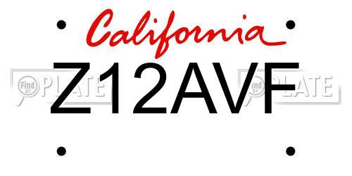 Z12AVF California License Plate