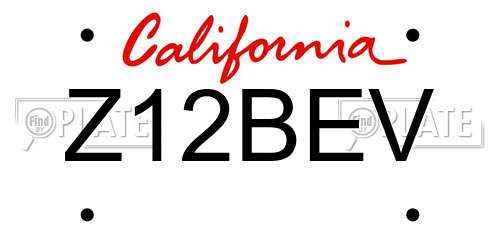 Z12BEV California License Plate