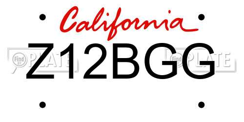 Z12BGG California License Plate