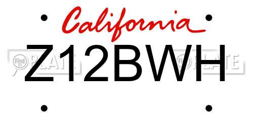 Z12BWH California License Plate