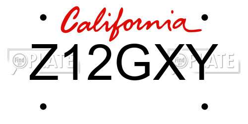 Z12GXY California License Plate