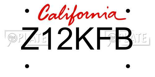 Z12KFB California License Plate
