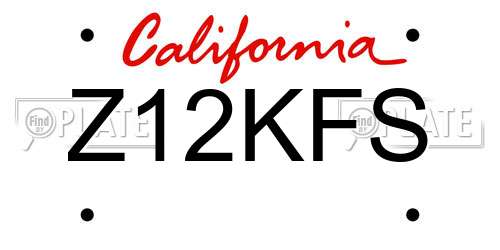 Z12KFS California License Plate