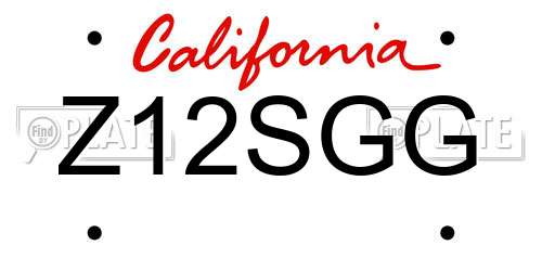 Z12SGG California License Plate