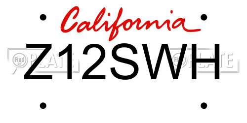 Z12SWH California License Plate