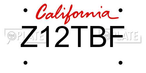 Z12TBF California License Plate