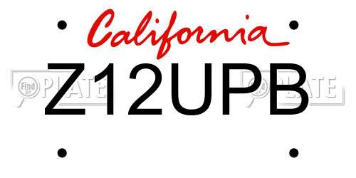 Z12UPB California License Plate