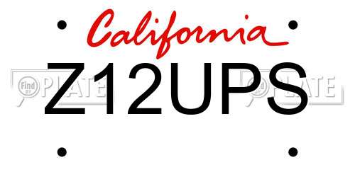 Z12UPS California License Plate