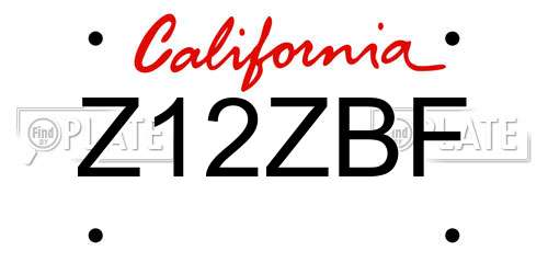 Z12ZBF California License Plate