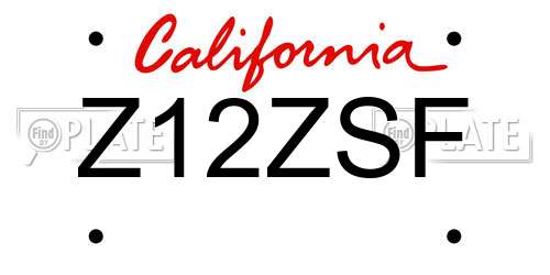 Z12ZSF California License Plate