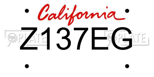 Z137EG California License Plate