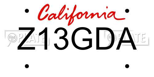 Z13GDA California License Plate