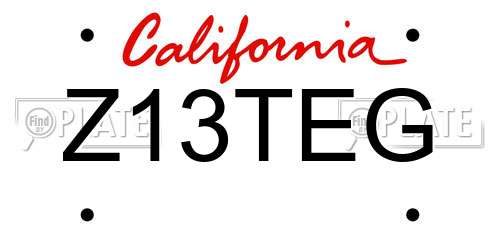 Z13TEG California License Plate