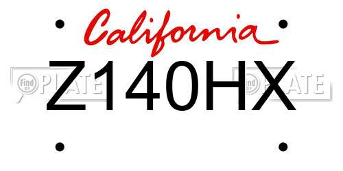Z140HX California License Plate