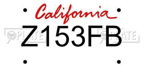 Z153FB California License Plate