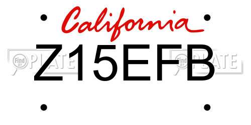 Z15EFB California License Plate