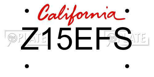 Z15EFS California License Plate
