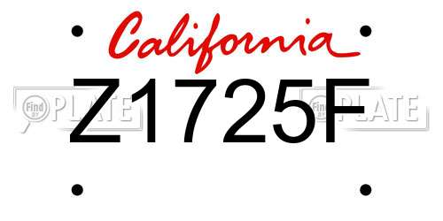 Z1725F California License Plate