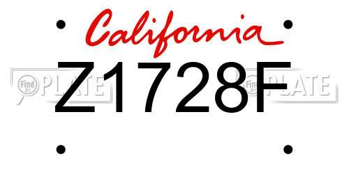 Z1728F California License Plate