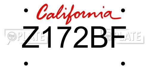 Z172BF California License Plate