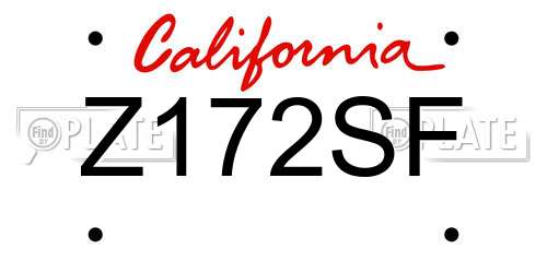 Z172SF California License Plate