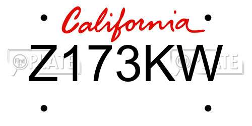 Z173KW California License Plate