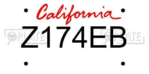 Z174EB California License Plate